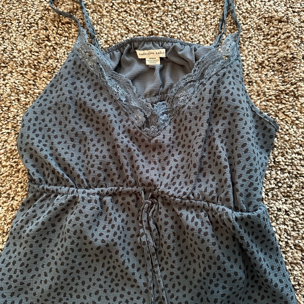 American Eagle Outfitters Gray Spotted Women's Top